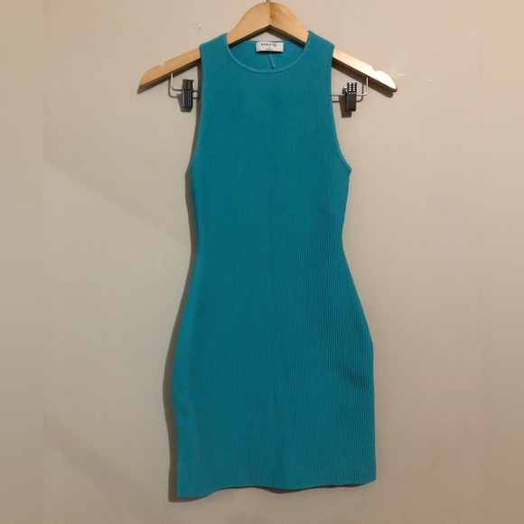 ♦️ BABATON | Turquoise Sculpt Knit Racer Dress - Picture 1 of 4